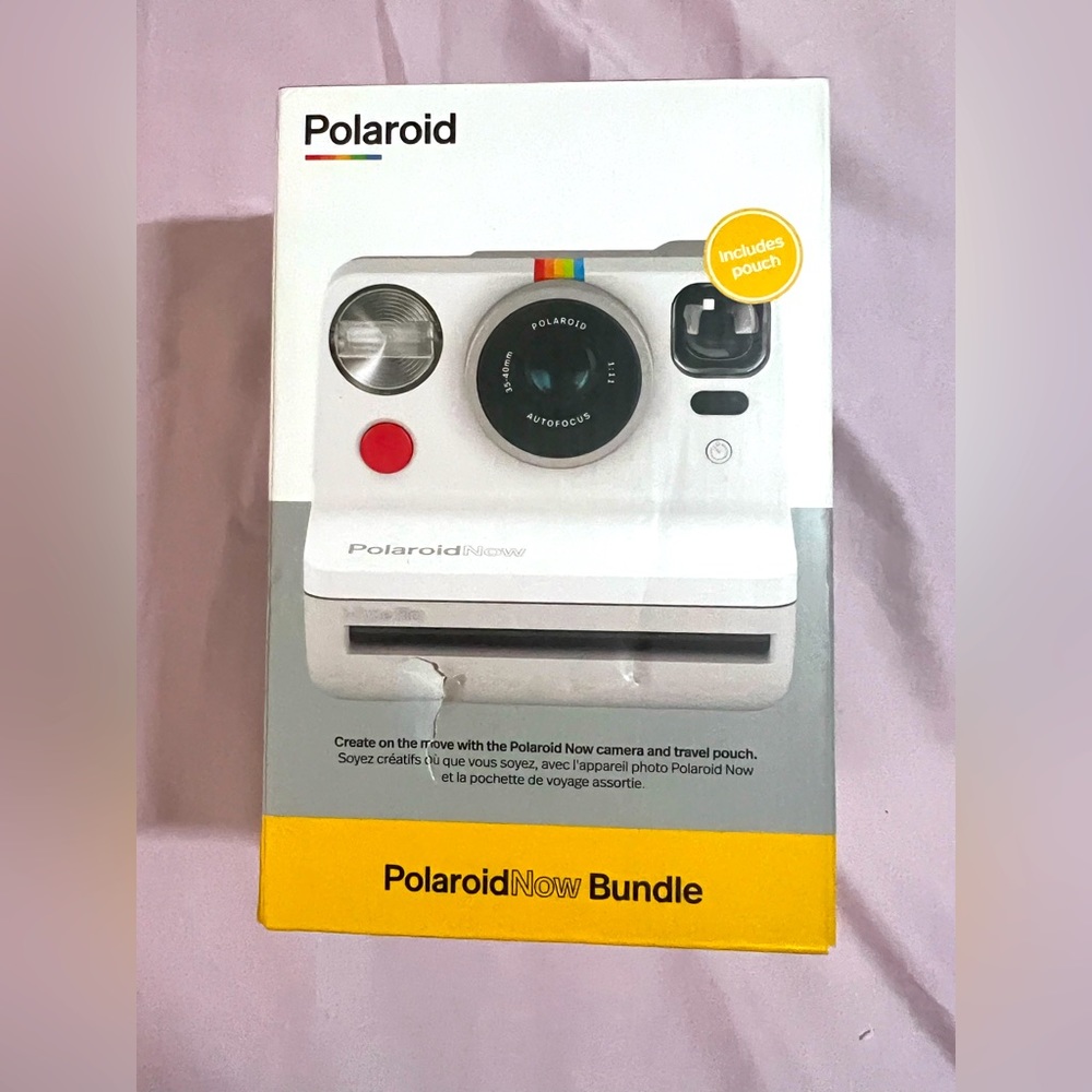 Polaroid Now Bundle with White Camera and Red Travel Pouch